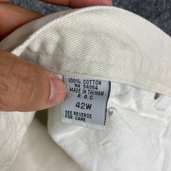 Bugle Boy Shorts Mens Size 42 White Denim 90s Vintage Casual Jean Cutoff Style - Picture 7 of 10